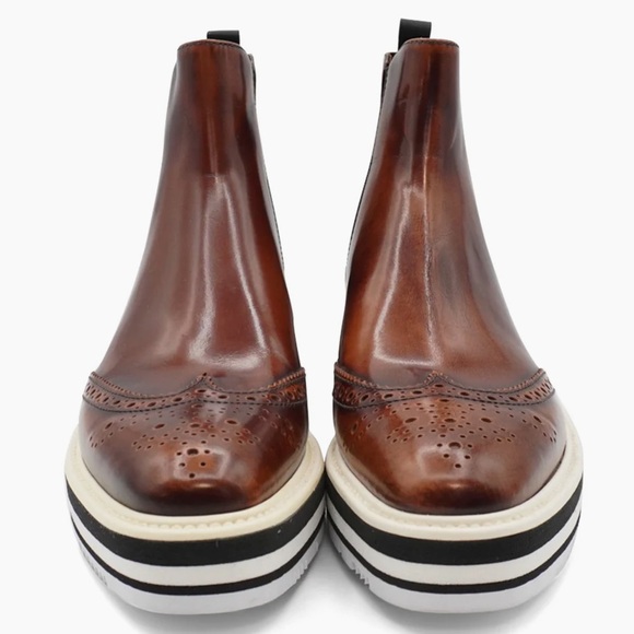 PRADA Microsole Brogue Chelsea Boots 39